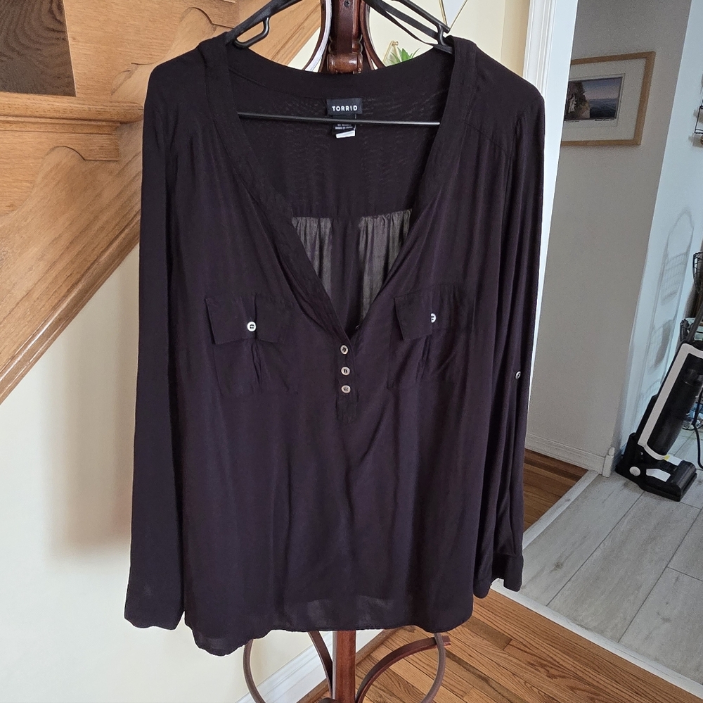 Torrid Black Button-Front Women's Blouse